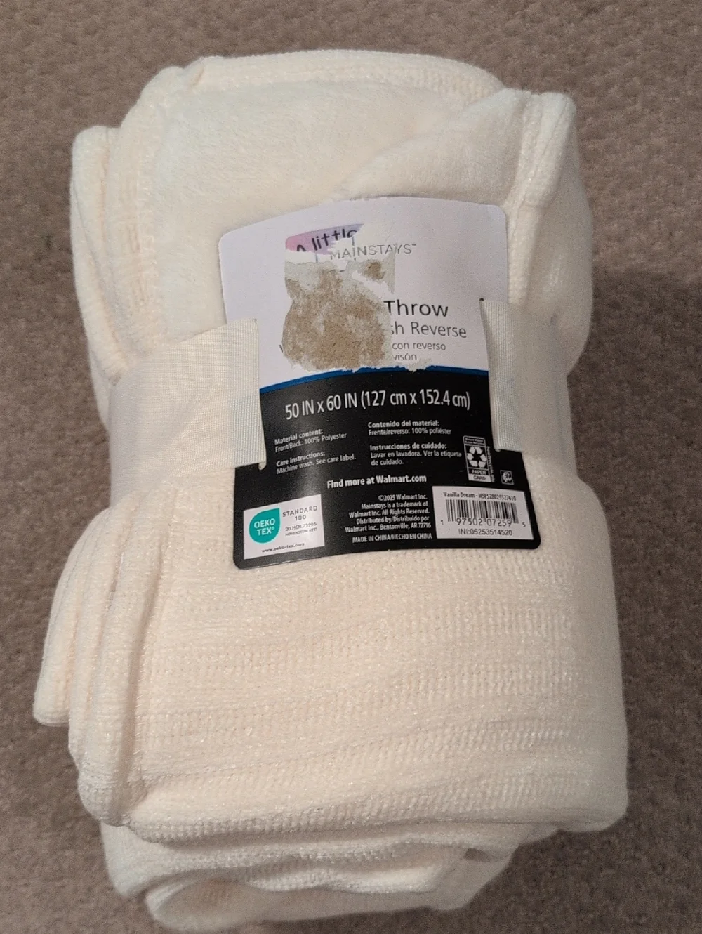 Mainstays Plush Throw Blanket - Ivory NWT